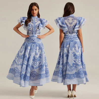 欧式大花高级感糖果色大码连衣裙