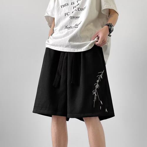 夏季薄款国潮高街宽松五分短裤男