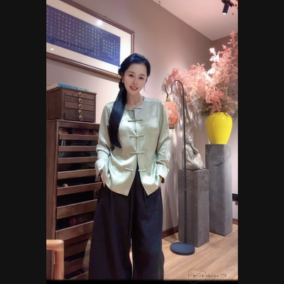 子衿 芳华设计新中式醋酸提花上衣国风百搭提花上衣FH-A0172