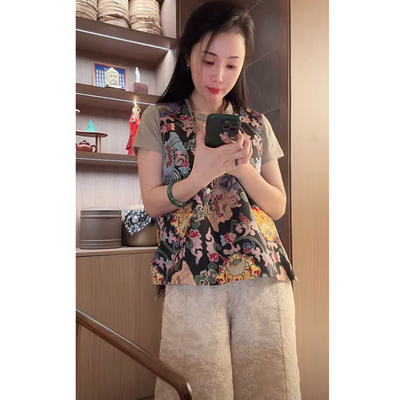 凝香 芳华设计新中式复古提花马甲国风百搭提花马甲FH-A0207