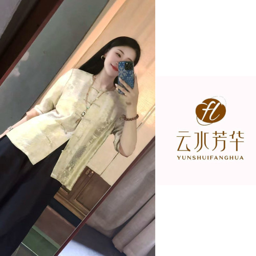 团圆 芳华设计新中式复古提花上衣国风百搭提花上衣FH-A0257