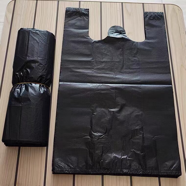 按斤黑色加厚塑料袋手提式马甲背心胶袋大小号购物袋一次性垃圾袋