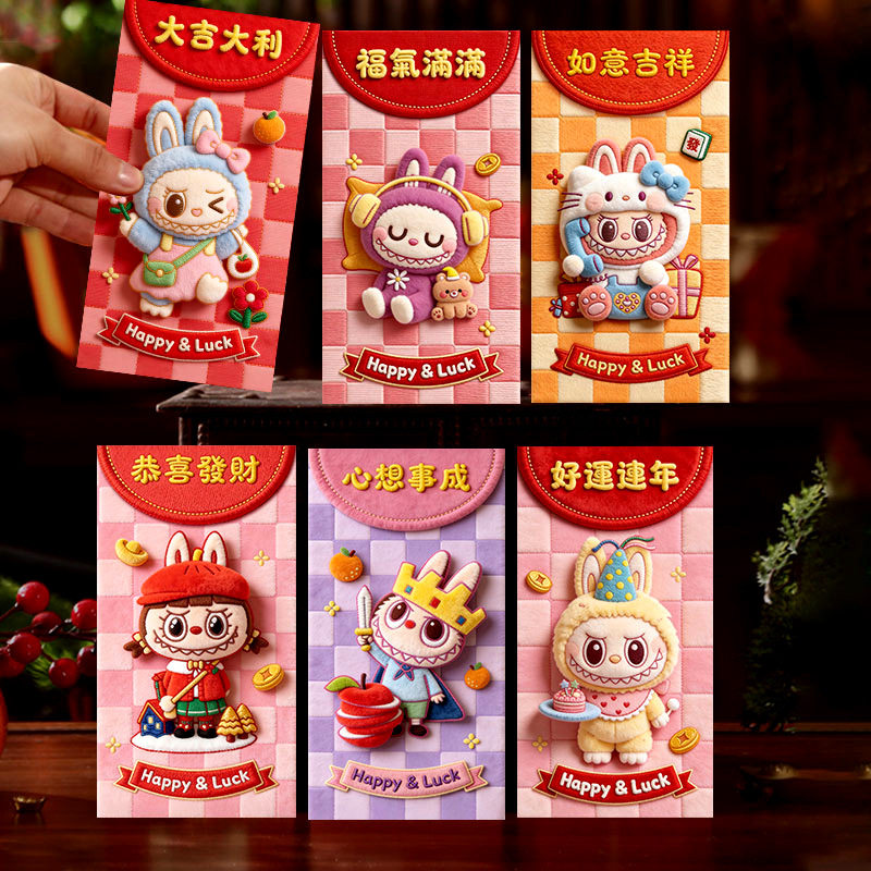 2026新款立体风马年刺绣创意红包中式创意利是封马新年压岁红包L4