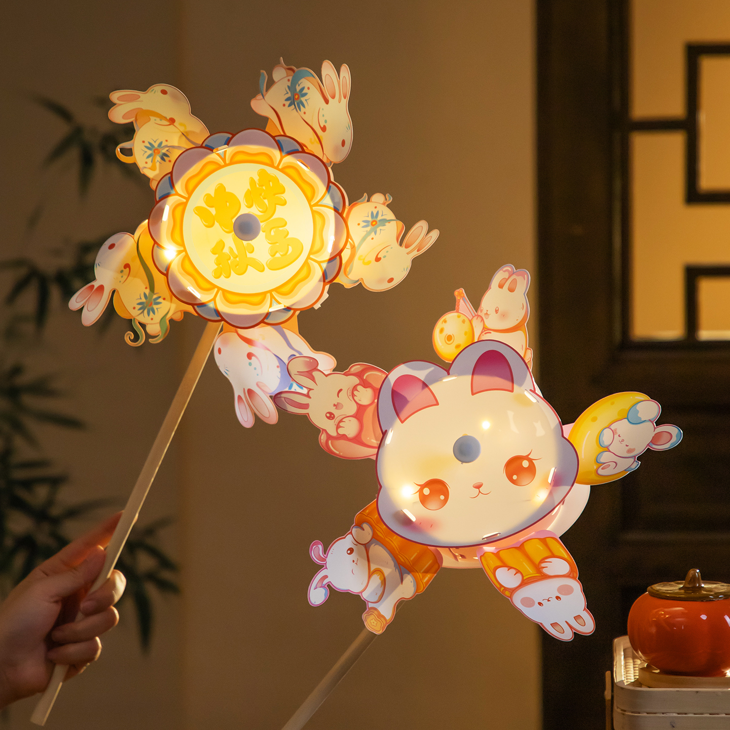 中秋节国庆国潮手提古风灯笼儿童2025新款风车花灯diy手工材料M4