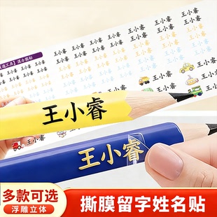 水晶标撕膜姓名贴定制防水幼儿园彩色立体卡通铅笔转印贴儿童Q2