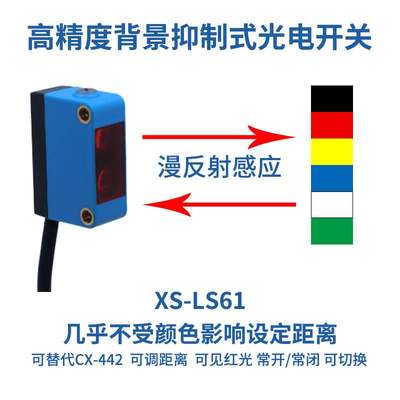 鑫社方形背景抑制漫反射光电开关传感器E3Z-LS61感应器CX-441 442