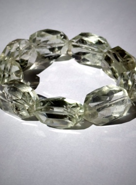 【清泉之心】天然高品绿阿赛手链 冰闪钻石切面礼物