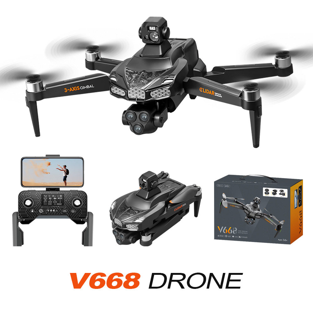新品V668无人机 三轴云台GPS返航航拍飞行器折叠飞机外贸玩具