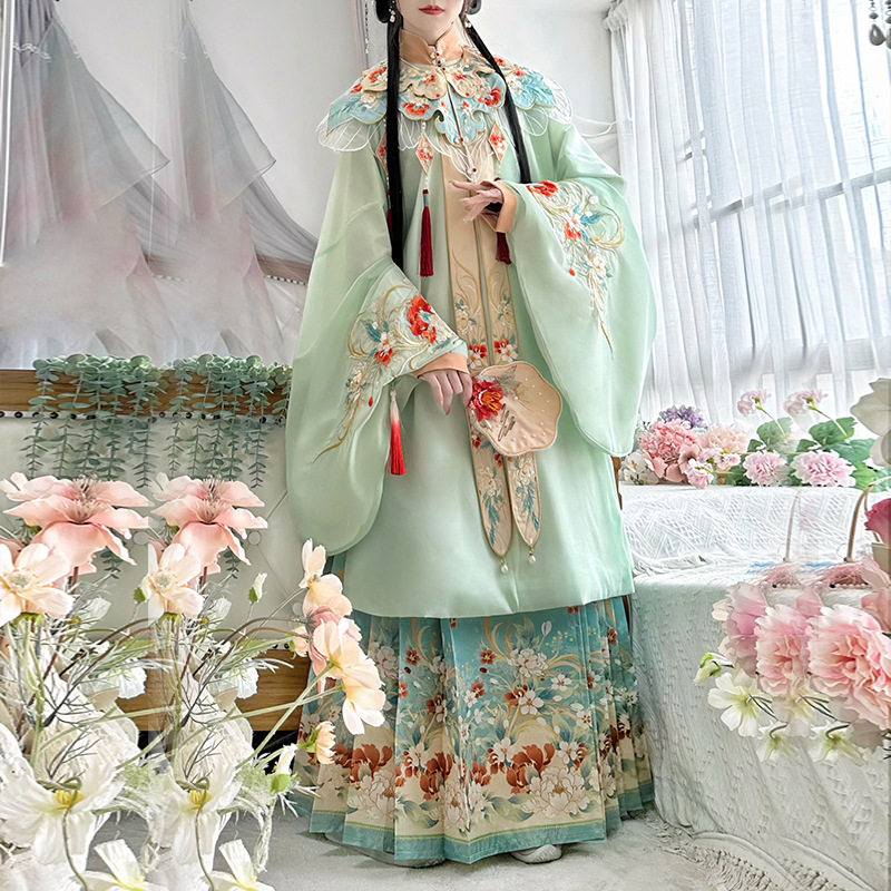 明制云肩汉服女2026新款夏季改良重工刺绣马面裙套装国风仙气古装