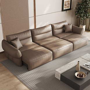 林氏木业意式 极简电动沙发床大小户型客厅高端直排两用多功能真皮