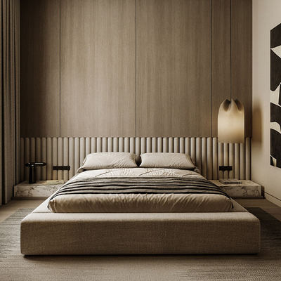 林氏木业现代简约科技布艺床高端大气主卧室无床头床宽边床榻榻米