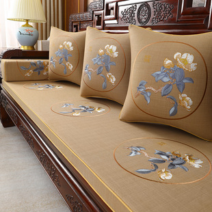 中式刺绣沙发垫固定防滑古典客厅家具坐垫靠枕套沙发坐垫四季通用