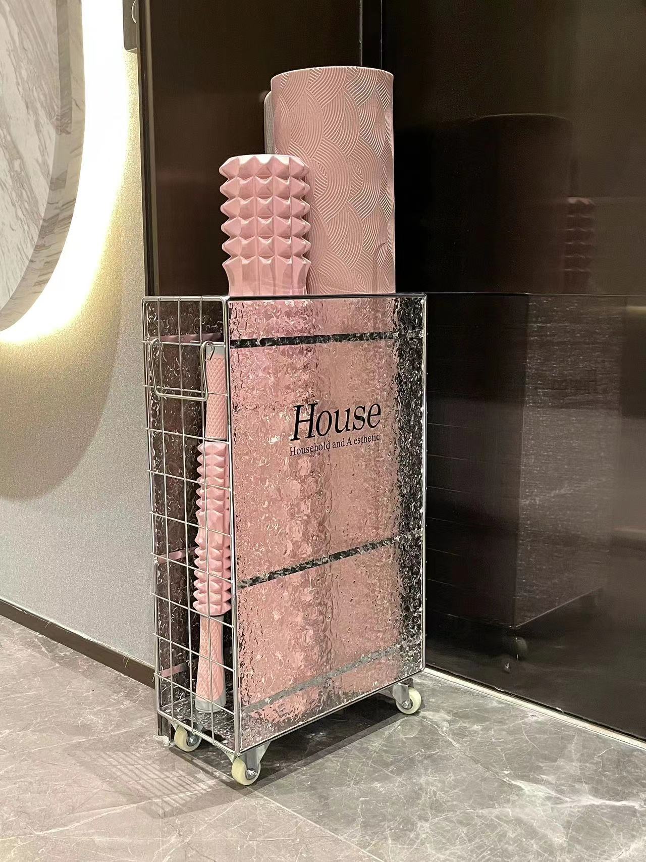 杜琥瑜伽垫收纳筐健身器材收纳筒收纳神器亚克力夹缝收纳置物架高