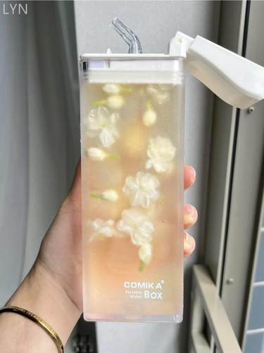 comika box吸管杯随行杯水杯咖啡杯大容量水杯高颜值方形夏水果茶