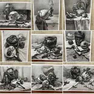 8k4k素描静物成品画高中学考会考作品色彩现货8开美术作品素描画