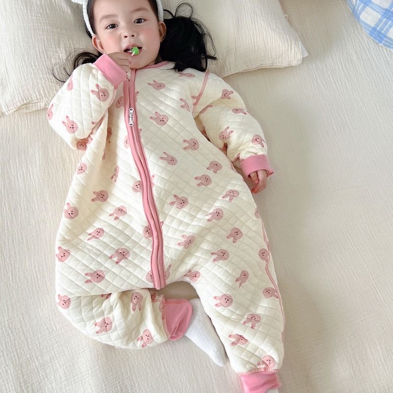 男女童秋冬宝宝连体睡衣婴儿童加绒加厚睡袋宝宝春秋保暖家居服