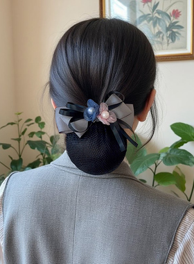 工作头花女网兜盘发护士空乘餐饮发网职业头饰发饰2026新款高级感