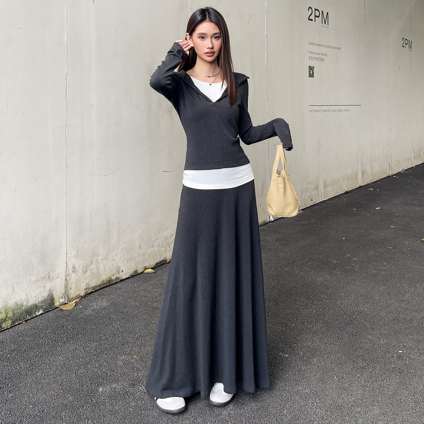 休闲运动套装裙2025春秋新款高级感显瘦连帽上衣半身裙两件套女