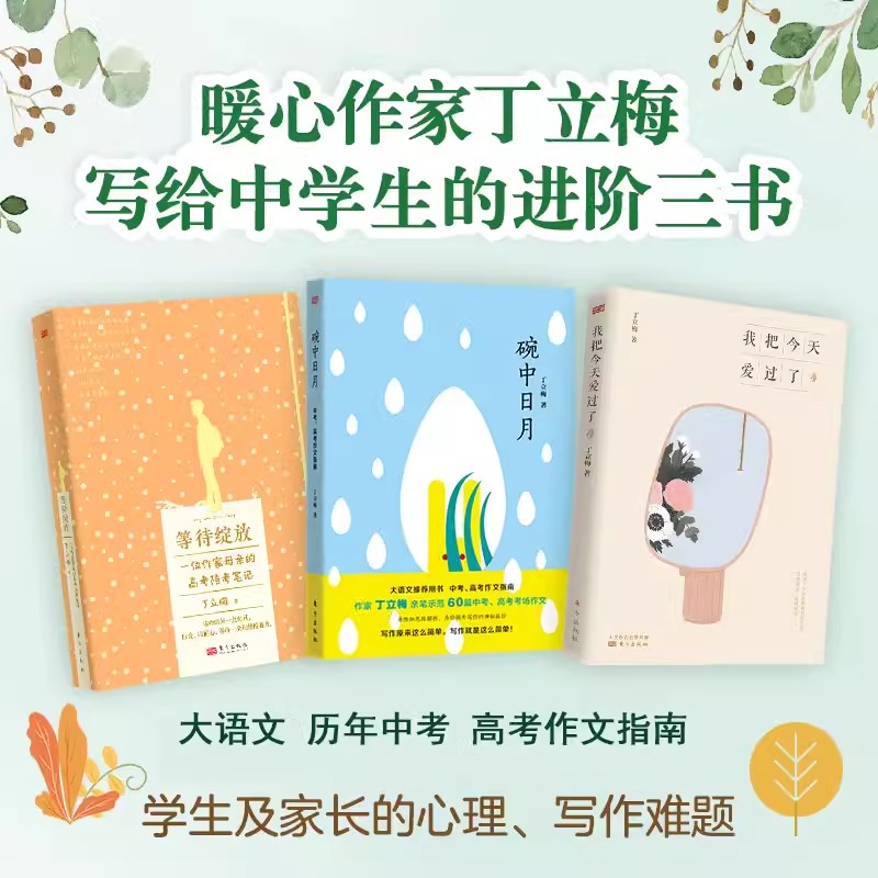 丁立梅考试三书 等待绽放+碗中日月+我把今天爱过了 历年高考作文真题命题作文半命题作文话题作文材料作文中考高考作文指南大语文