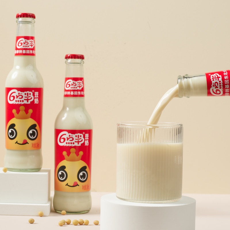 六点半豆奶瓶装原味植物奶蛋白质饮料268ml*24瓶整箱营养早餐豆奶