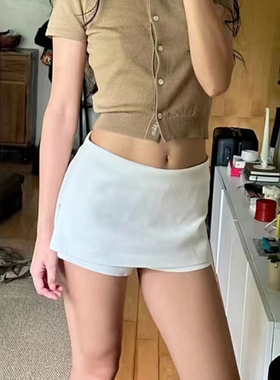 rarely2024春夏新款设计师品牌百搭气质两穿纯色通勤西装裤mini裙