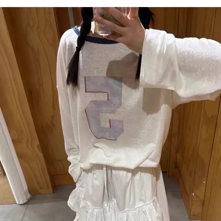 现货OPENYY撞色数字5印花T恤