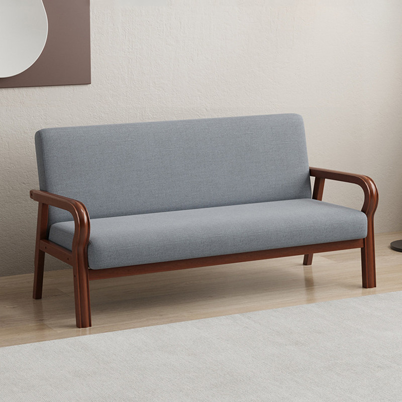 原木风布艺沙发小户型家用单人扶手椅咖啡厅民宿三人位直排沙发椅