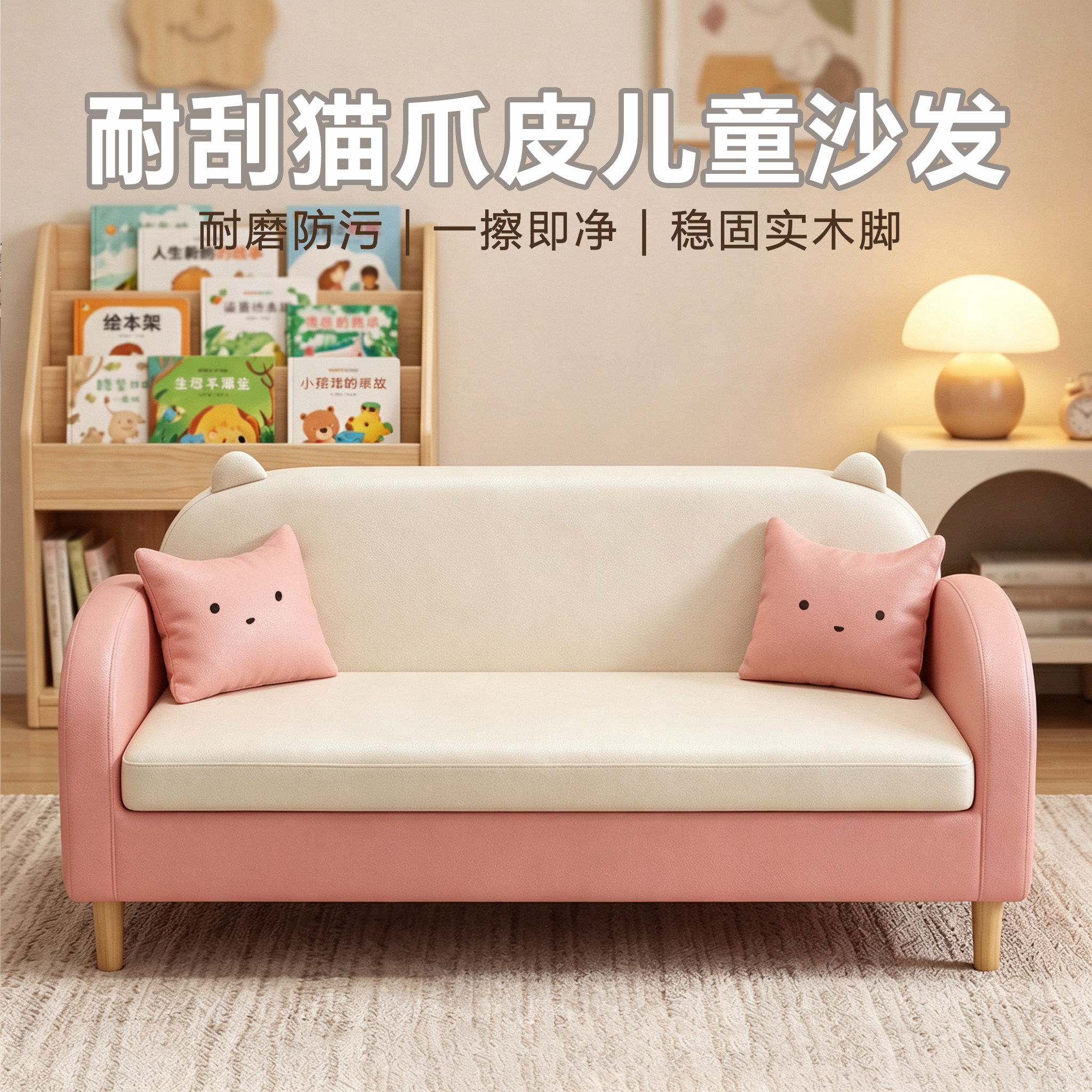 免洗猫爪皮沙发椅宝宝阅读小沙发图片