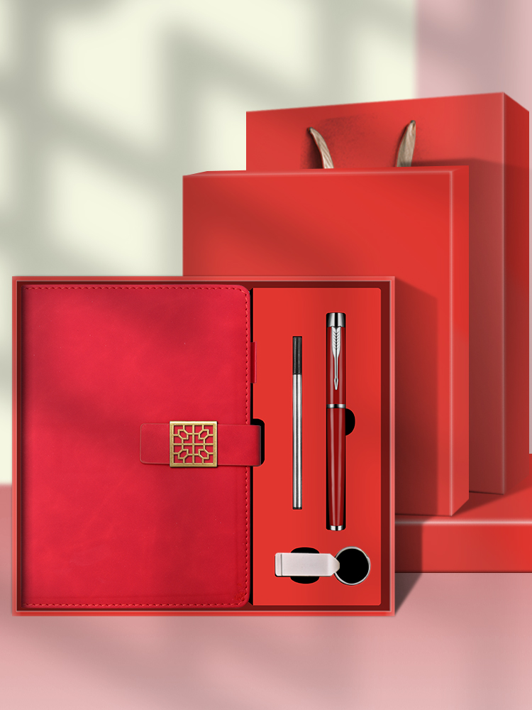 笔记本礼盒套装定制可印logo加厚A5记事本商务礼品本子文具笔本套装工作会议办公记录本子皮面封面刻字订做