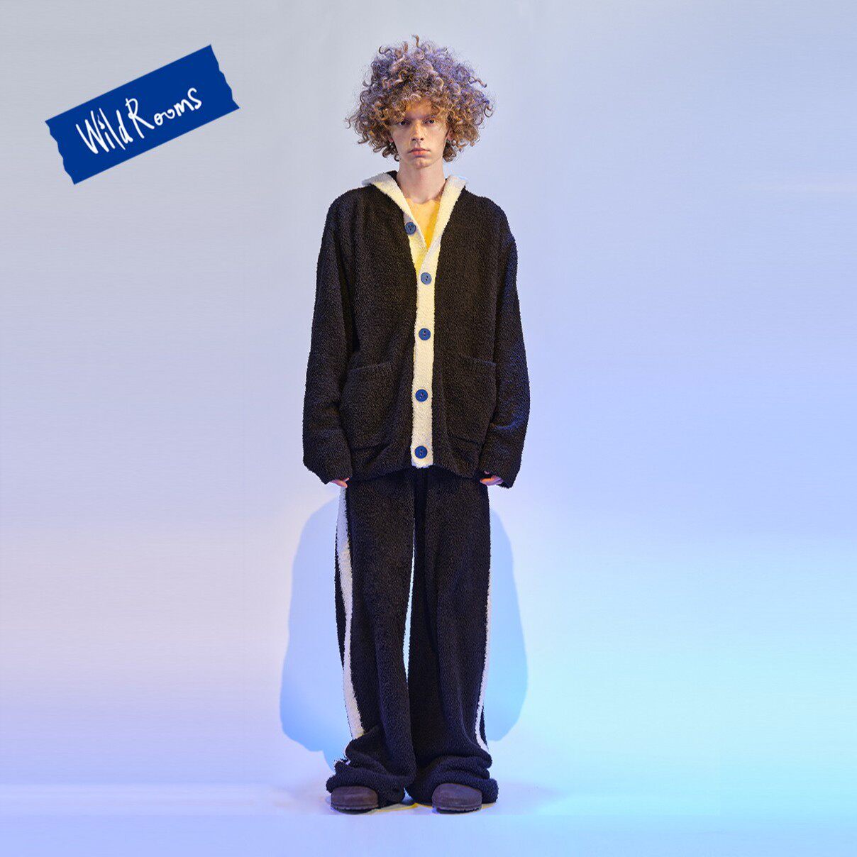 wildrooms黑洞频率字母男女款半边绒睡衣秋冬保暖家居服连帽套装