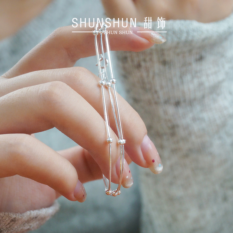 shunshun纯银三层转运珠手链女