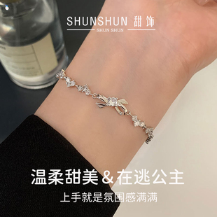shunshun甜饰999纯银在逃公主蝴蝶手链女生轻奢小众精致细链手钏
