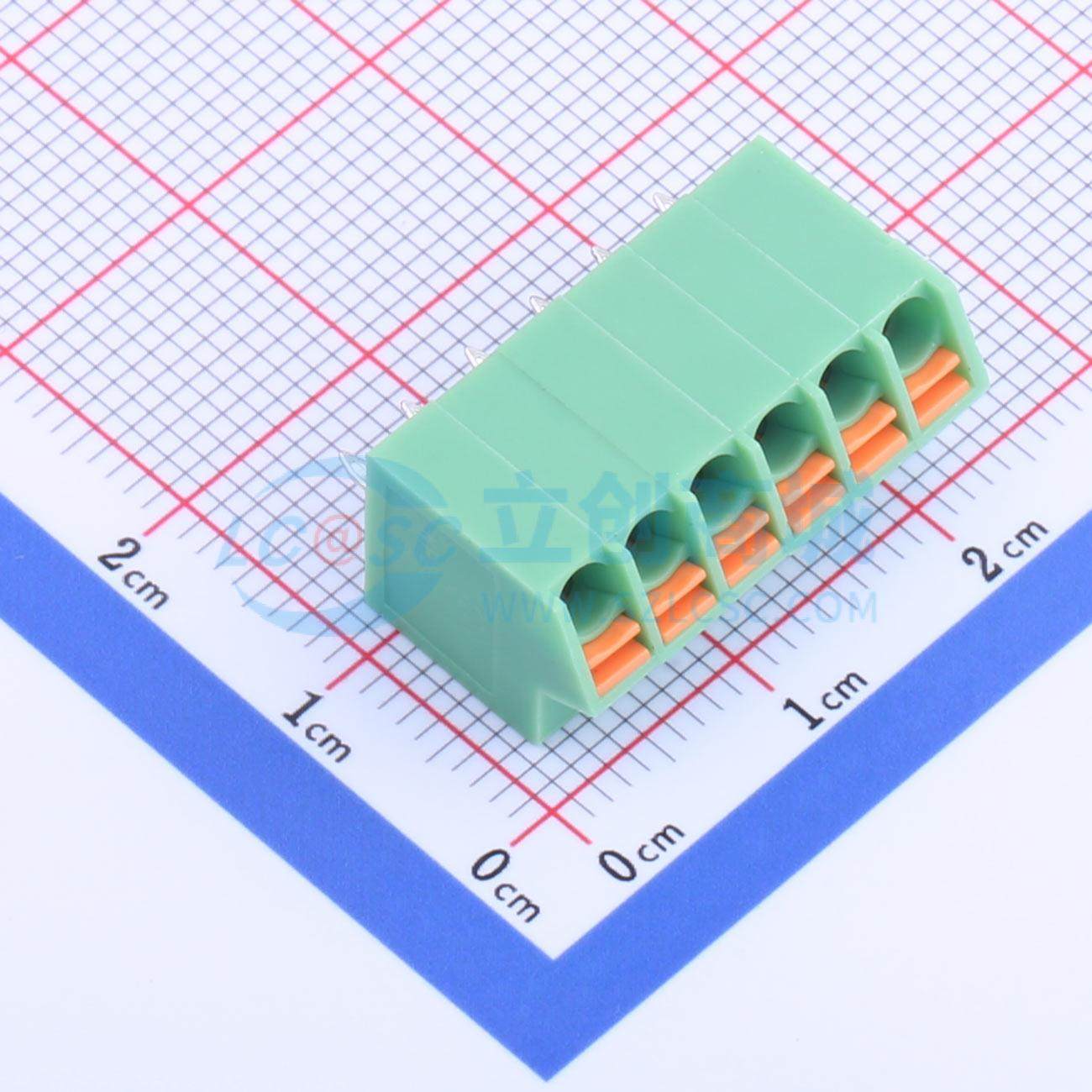 5只起 弹簧式接线端子 KF250NH-3.5-6P 插件P=3.5mm 1x6P 6P 原装