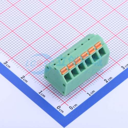5只起 弹簧式接线端子 KF250NH-3.81-6P 插件P=3.81mm 1x6P 6P 原