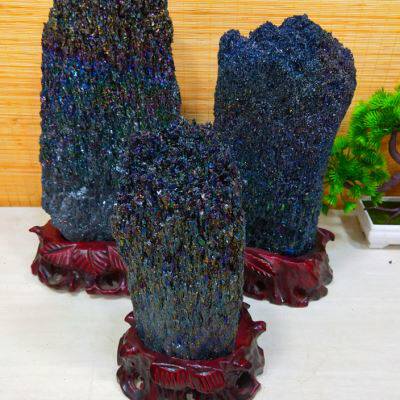 包邮七彩矿碳化硅摆件天然矿物晶体观赏石奇石收藏礼品客厅原石头