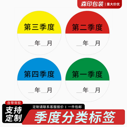 30MM圆形月份4个季度分类标签