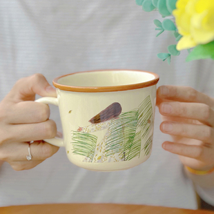 种花家ottokim文艺治愈网红早餐马克杯陶瓷麻花辫咖啡大容量水杯