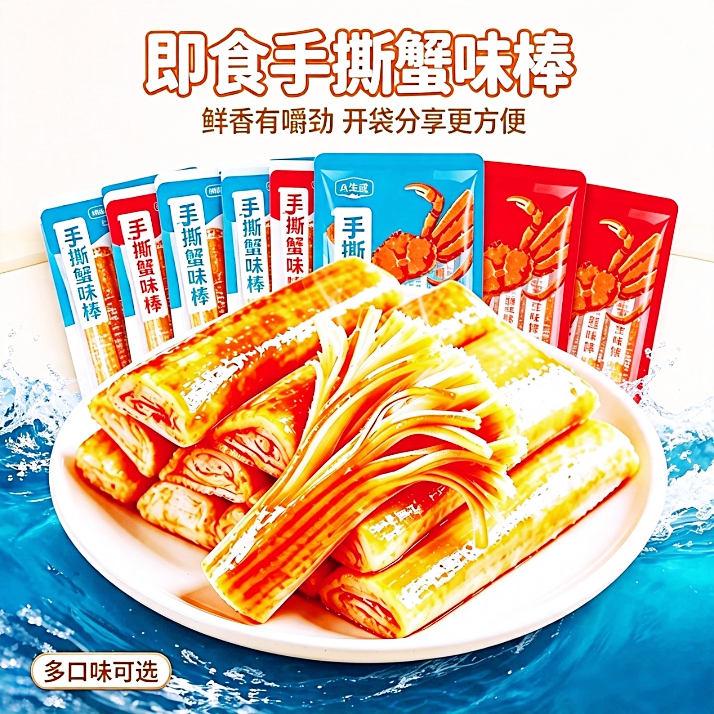 盐津铺子手撕蟹柳蟹味棒即食海味零食办公休闲解馋网红零食小吃