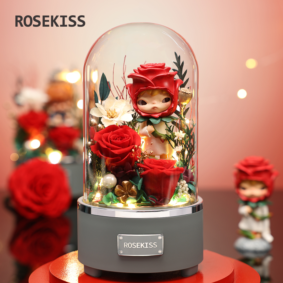 ROSEKISS小王子音乐玫瑰永生花教师情人节送女生朋友生日礼物