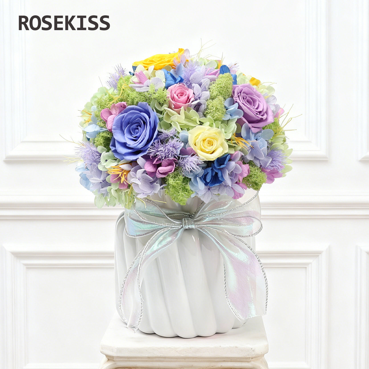 Rosekiss莫奈花玫瑰永生花520情人节礼物送女朋友生日高级感摆件 - 实物图