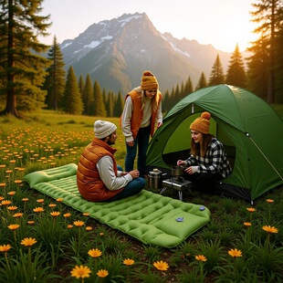 便携式充气床垫折叠充气野营垫轻量脚踩内置泵户外帐篷车载充气床