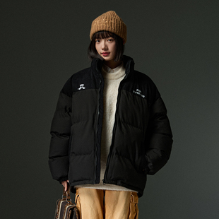 FIDO 拼接加厚保暖基础纯色字母Logo印花宽松休闲立领棉服 DIDO