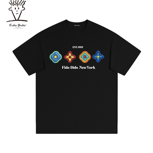 T恤男女同款 FIDO 复古橡胶贴LOGO印花圆领纯色重磅短袖 美式 DIDO