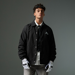 基础简约字母Logo印花宽松飞行员厚款 美式 保暖翻领棉服 DIDO FIDO