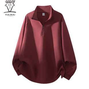 DIDO 卫衣 美式 套头长袖 春秋 潮牌双面德绒保暖立领半拉链衫 FIDO