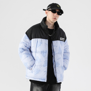 男女同款 FIDO 棉服外套 拼色字母印花加绒立领长袖 DIDO