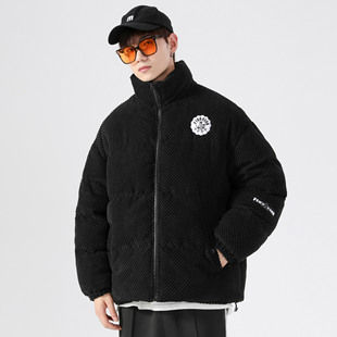 FIDO 纯色简约logo绣标玉米粒毛绒质感立领加绒加厚面包棉服 DIDO