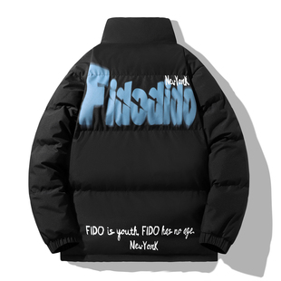 FIDO 字母logo印花宽松加绒加厚保暖立领防风面包棉服外套 DIDO