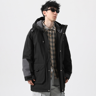 FIDODIDO字母Logo刺绣白鸭绒撞色拼接加厚防寒保暖连帽羽绒服外套