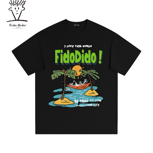 FIDODIDO美式沙滩海边印花T恤